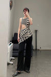 SWAYING/KNIT Embroidered Crochet Tank Top with Bandeau SW22SST58 White/Black